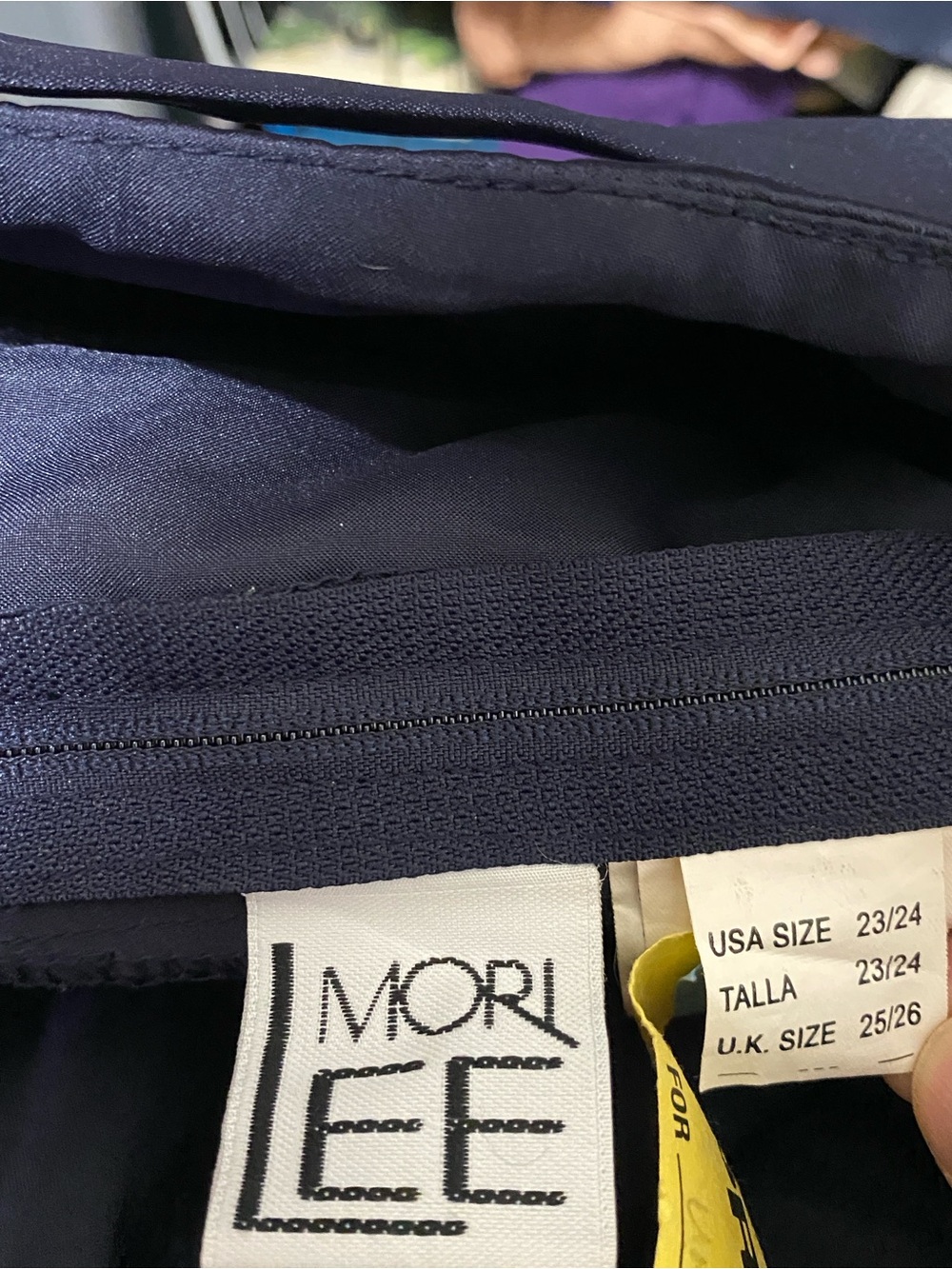 Morilee navy blue formal satin a-line skirt & beaded corset camisole top SIZE 24 - Picture 15 of 16